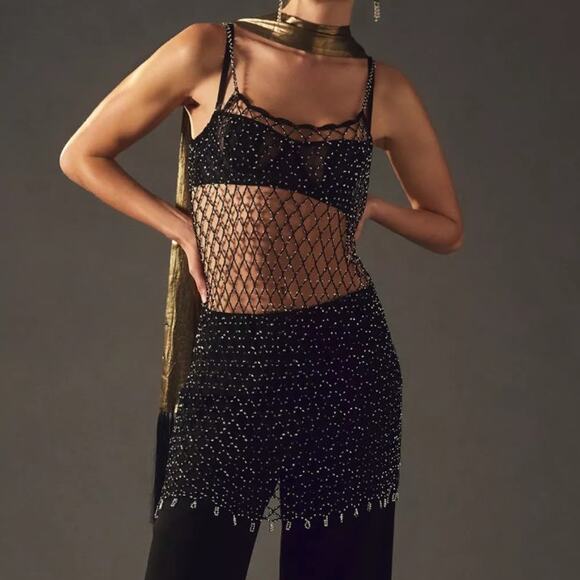 Free People Top It Off Tunic Silver Black - Picture 1 of 7